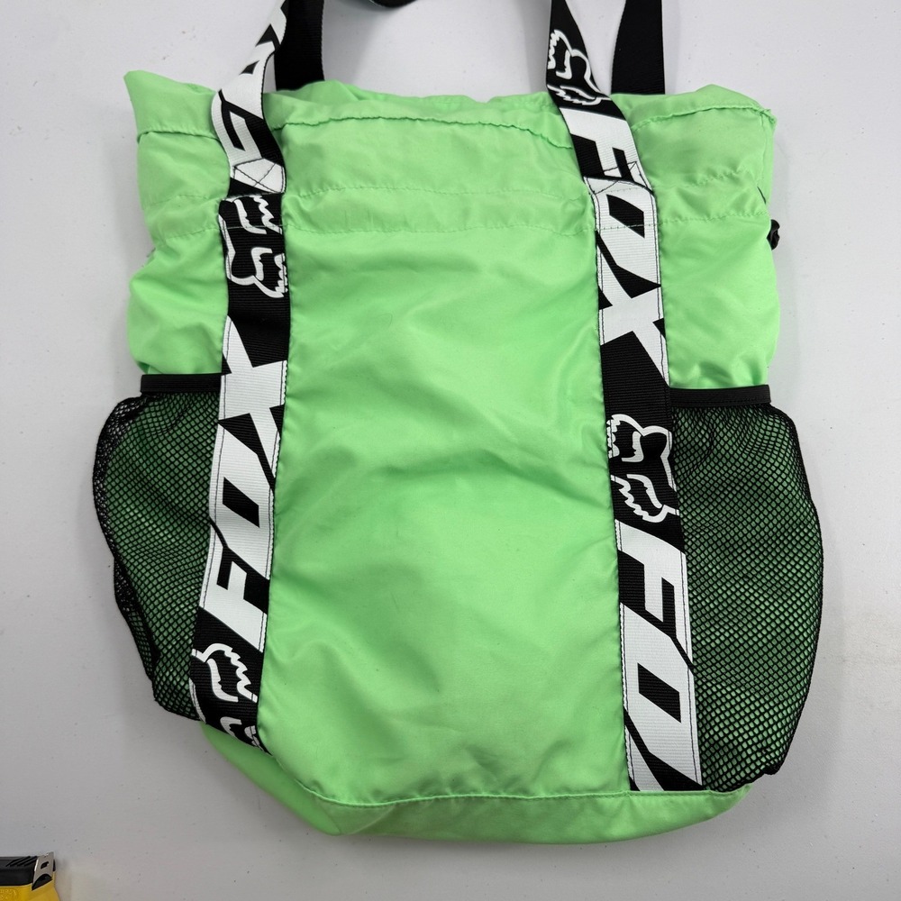 Fox Racing Tote Bag Unisex Neon Green Straps Drawstring Cinch Sack